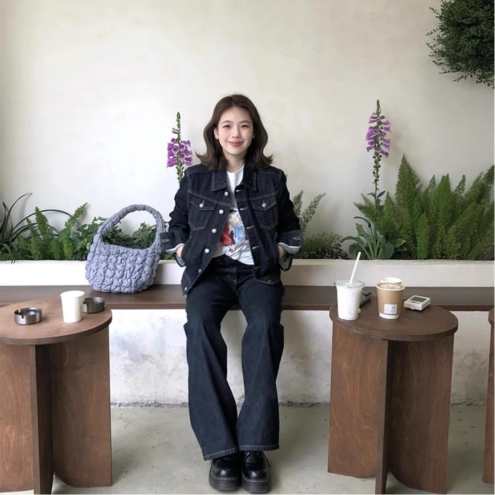 2025秋季宽松廓形正肩牛仔外套女复古小个子休闲夹克上衣炸街韩版