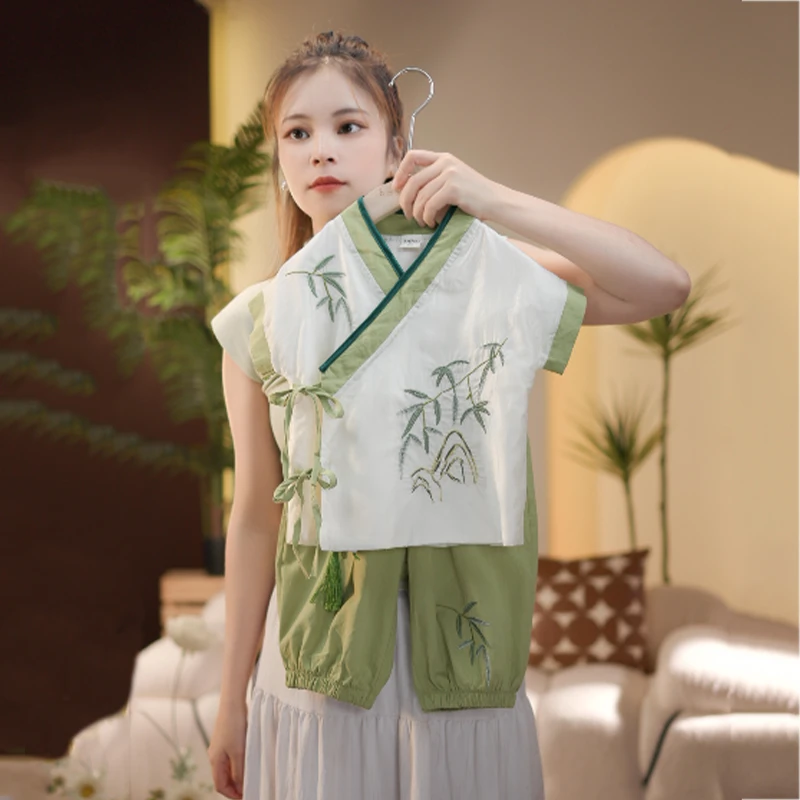 现货【竹林】男童夏季古风中国风新中式套装