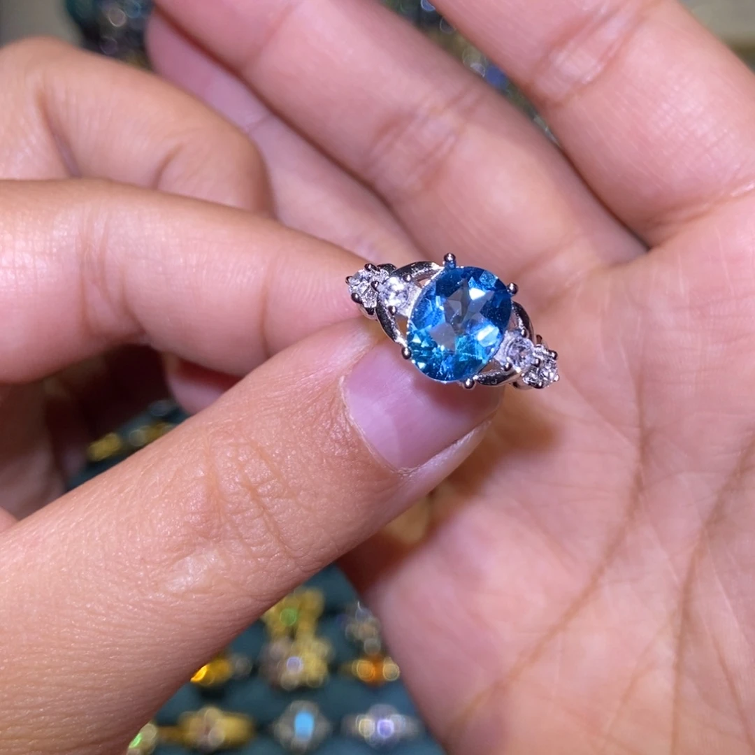 戒指银S925镶嵌托帕石