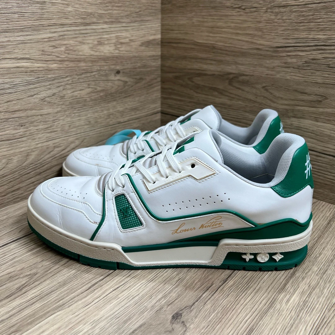 95新 LouisVuitton/路易威登 Trainer 初代白绿板鞋 40.5码