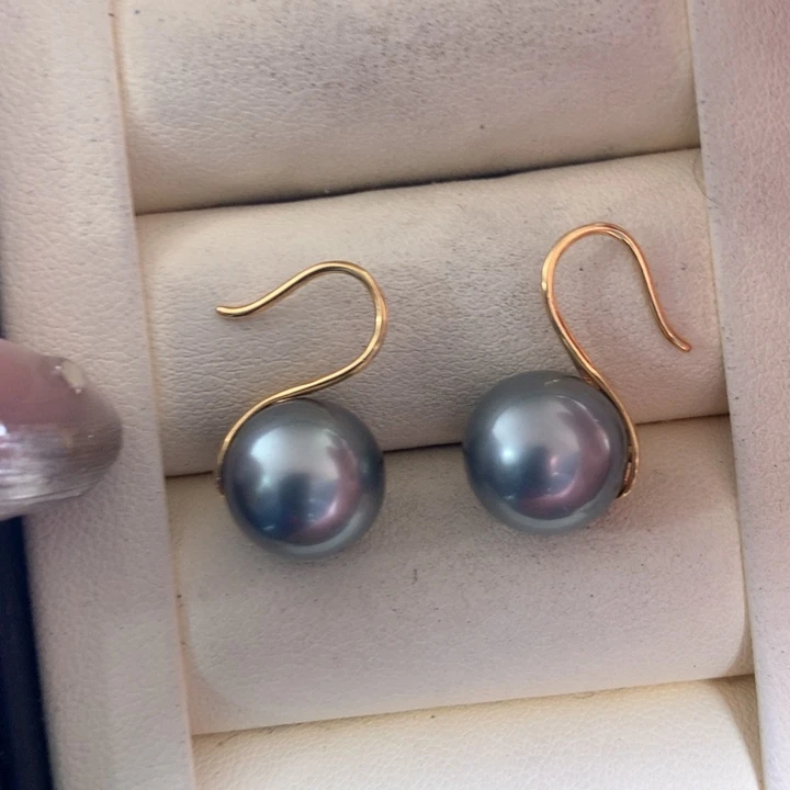 银S925镶嵌耳饰海水珍珠