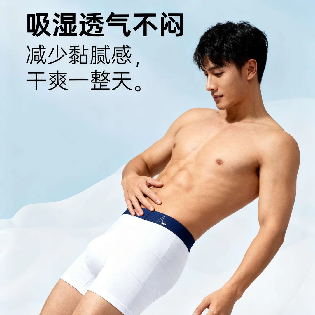【高端男士内裤】AJ200支100A抗菌中腰透气无痕底裤裸感平角裤