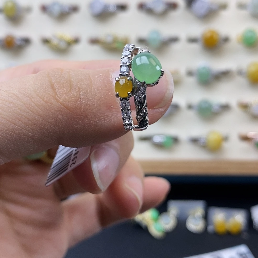 翡翠银S925镶嵌戒指