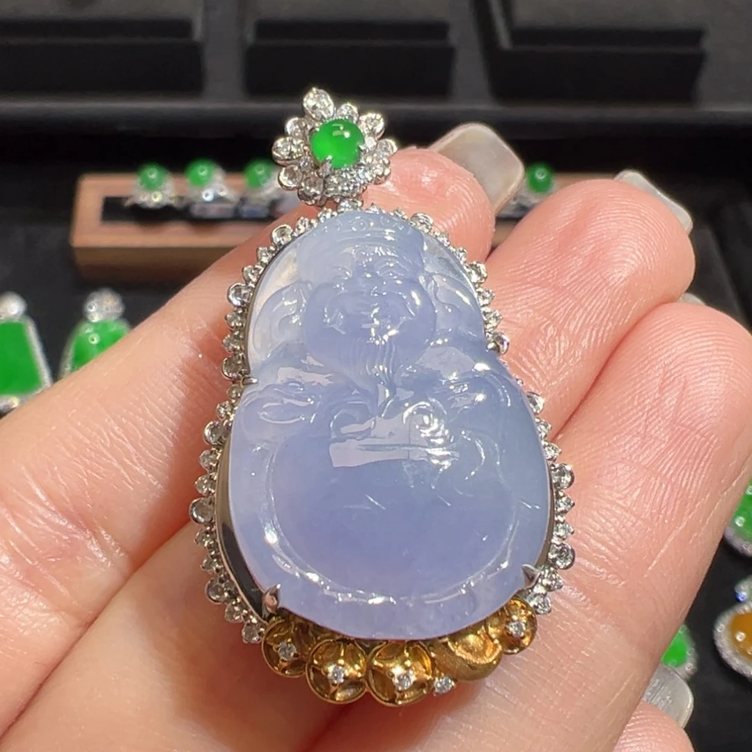 翡翠颈饰18K金镶嵌收到货48小时鉴赏期