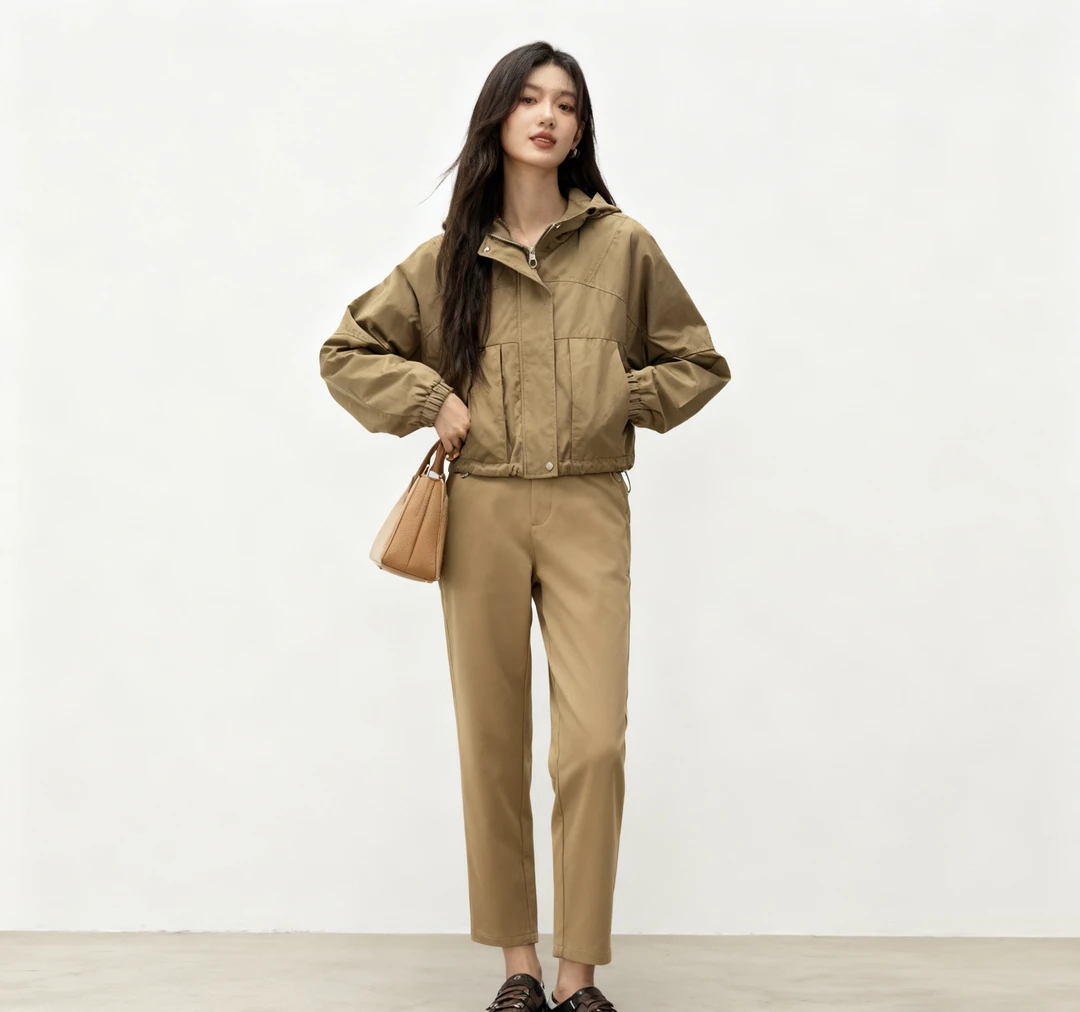 2548短外套冬季潮流秋季风衣休闲女宽松短款原宿风连帽百搭韩版