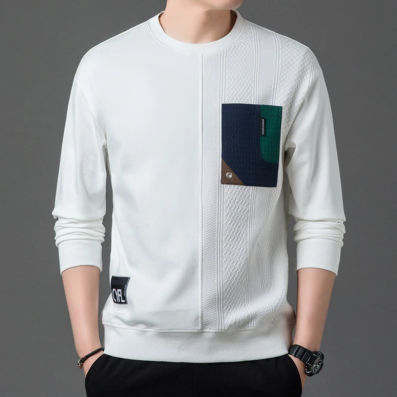 Louis Fordea/路易弗狄秋季真口袋时尚休闲男装卫衣口袋冰丝短袖