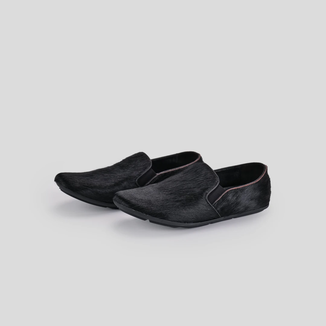 博娜薇2025春季新款一脚蹬平底单鞋懒人豆豆鞋马毛乐福鞋C7LF020A