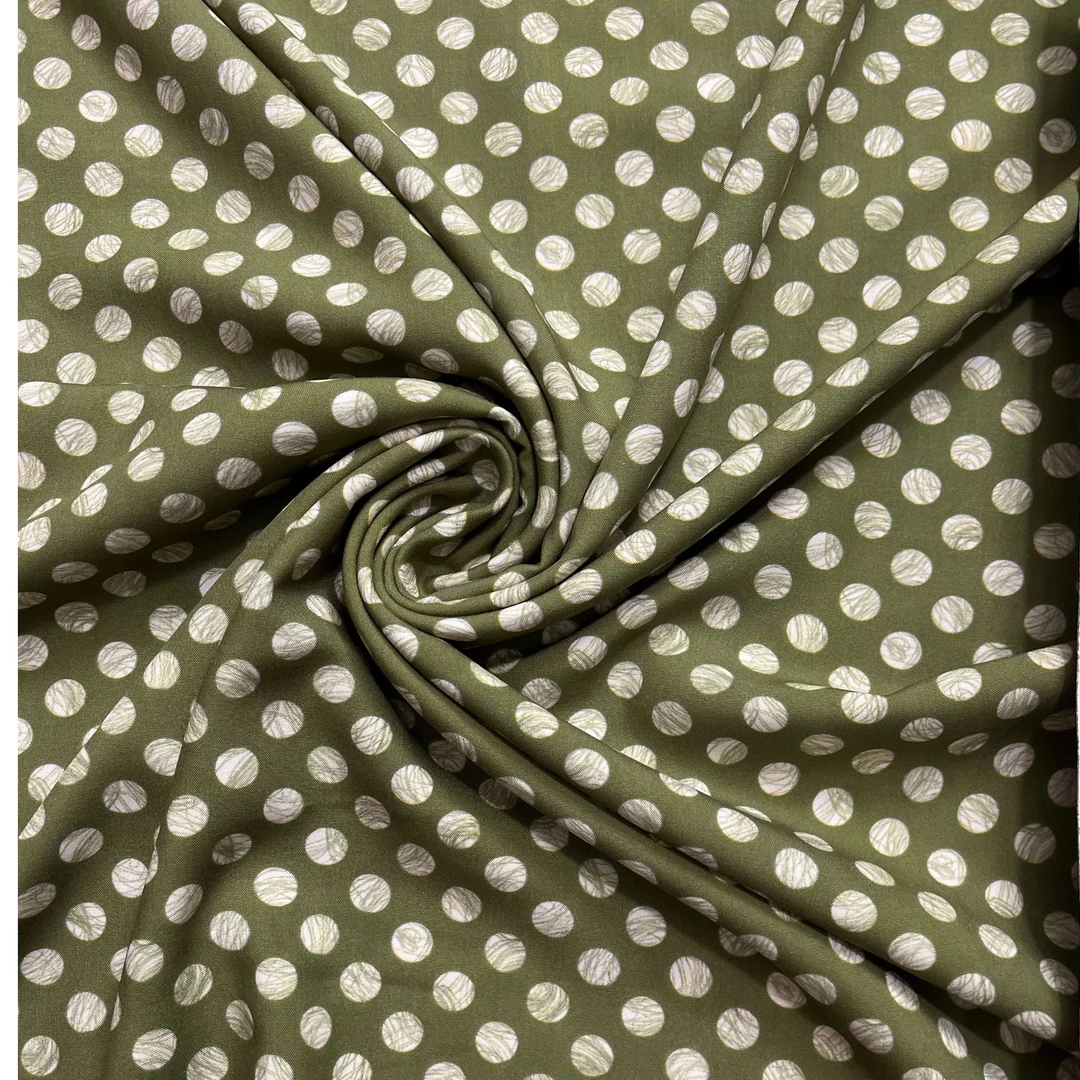 【绫绸】白底贡缎—豆绿波点