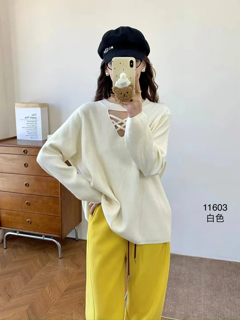 抗起球冬季造型毛衣白色百搭