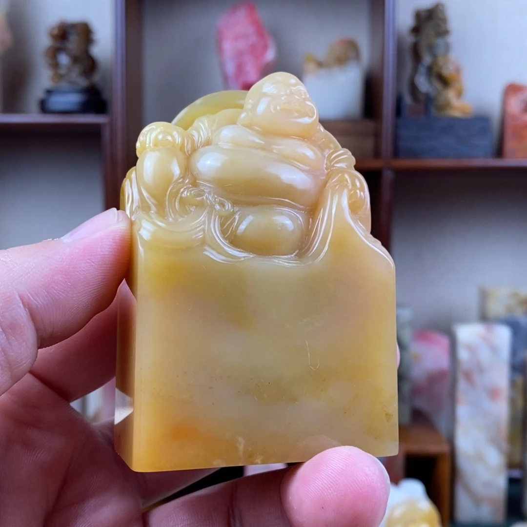 青***轩巴林石印石巴林石弥勒钮章