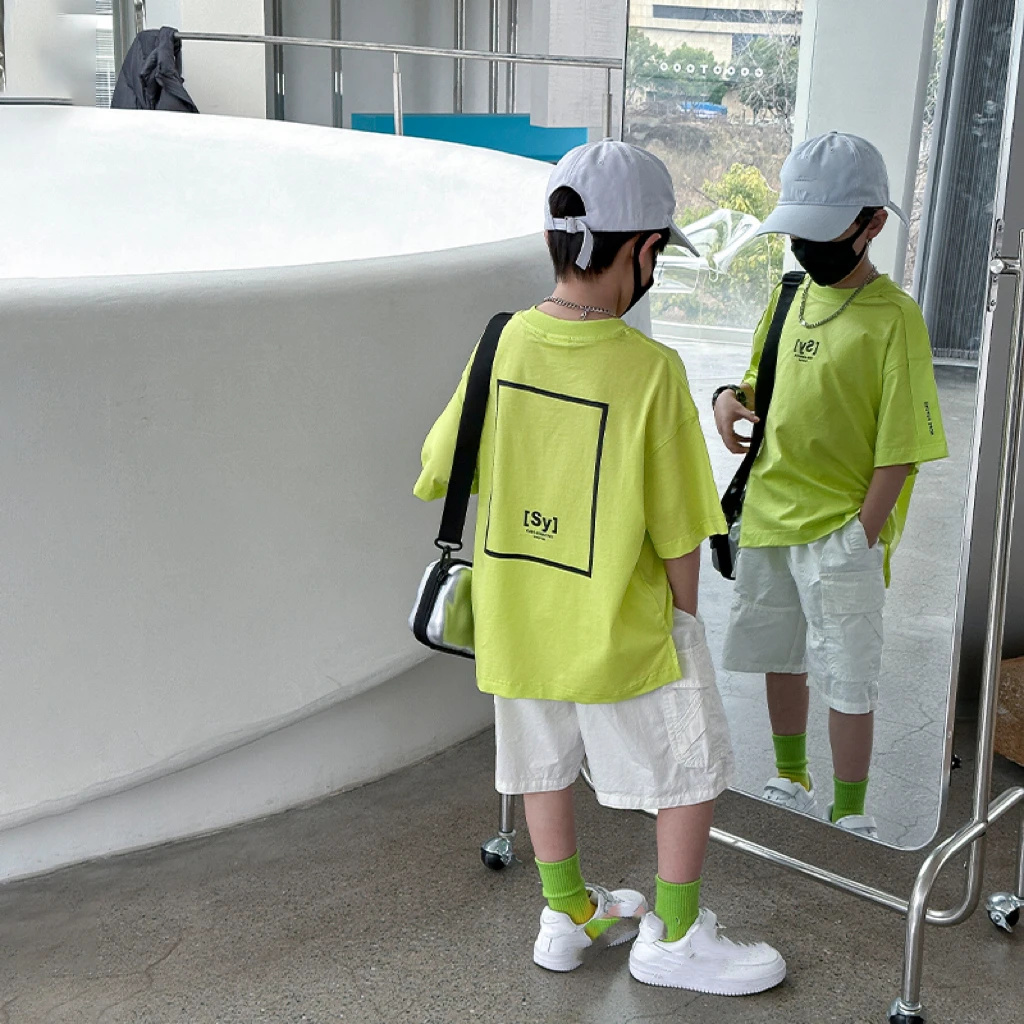 2025N夏季新款男童儿童中大童宽松时尚短袖T恤洋气百搭/TXW367