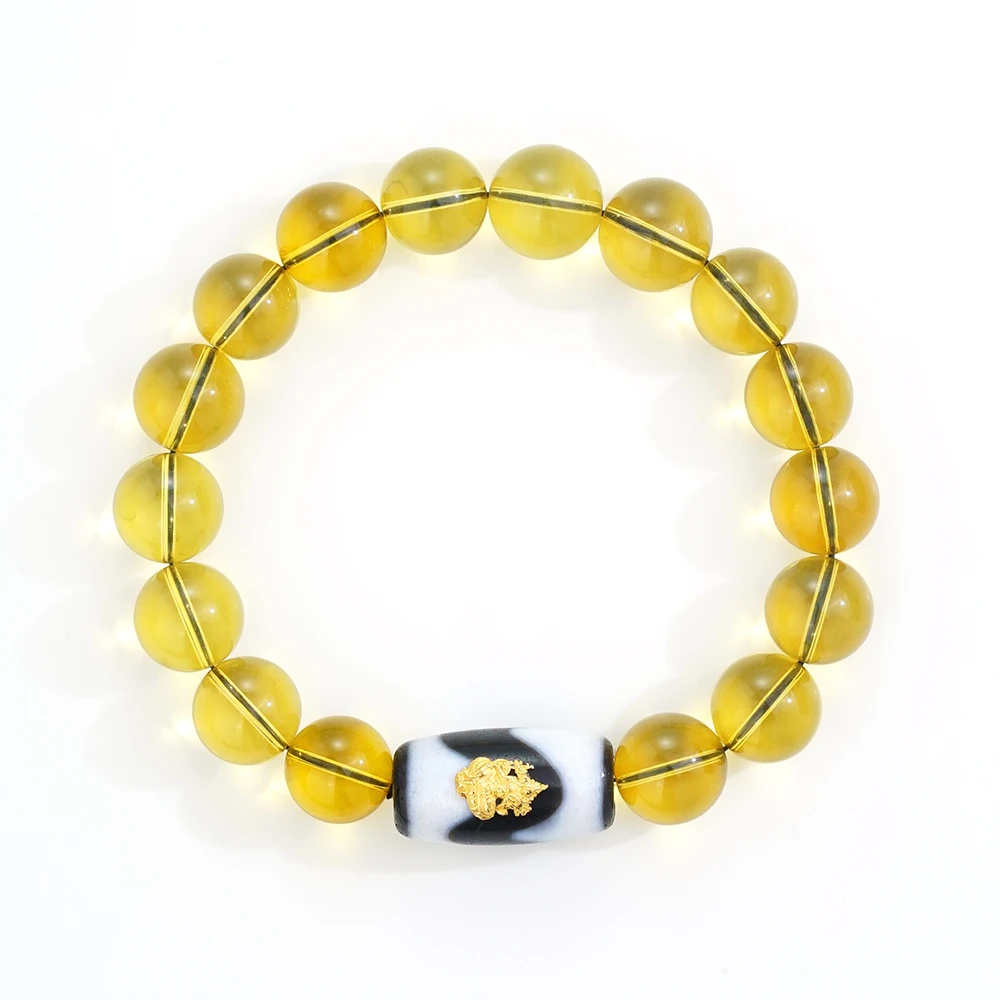 【时光旅人】18K金天珠度母蓝珀手串46394