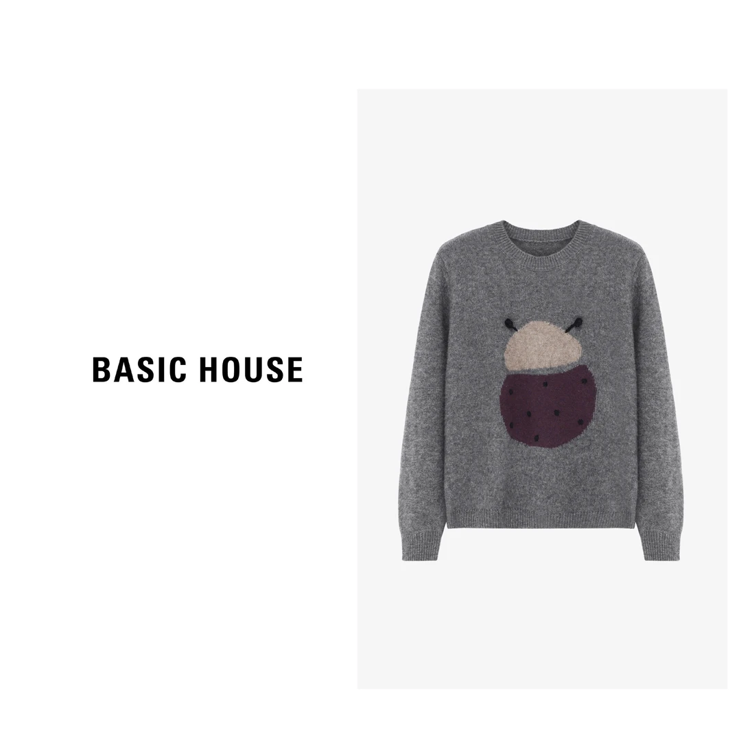 Basic House/百家好春季慵懒风宽松女装气质棉羊毛衫-B06245S4912