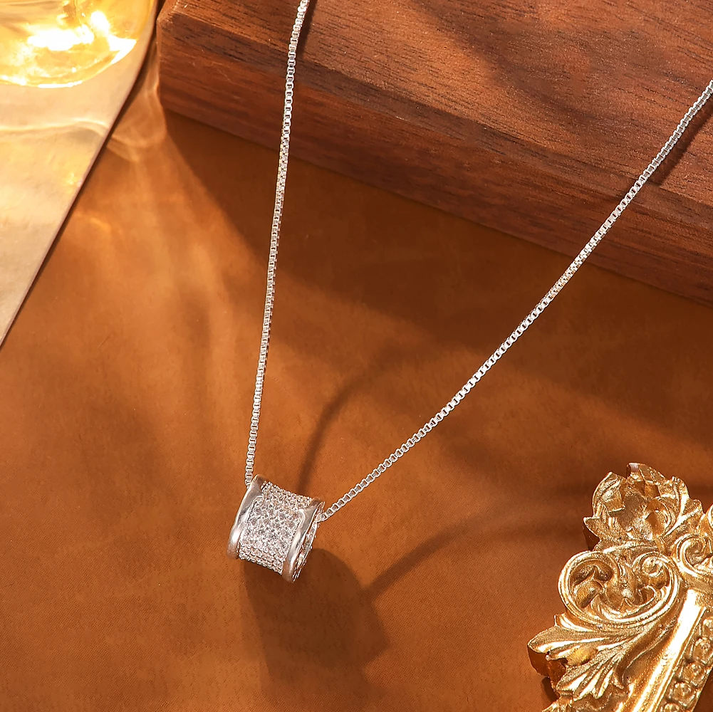 坠链均足银 813小蛮腰路路通项链足银999气质轻奢时尚镶嵌精致