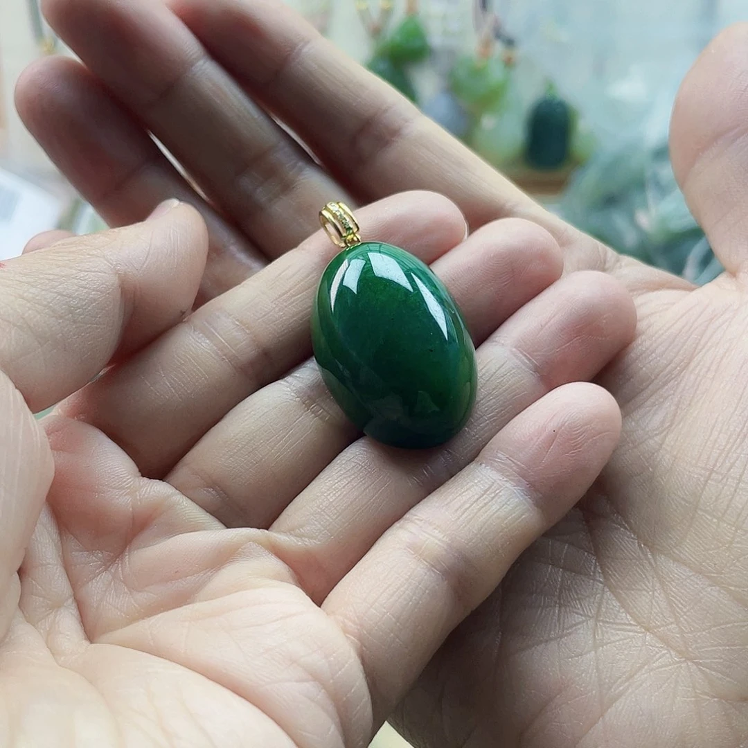 和田玉吊坠(不含链)银S925镀金镶嵌加**加