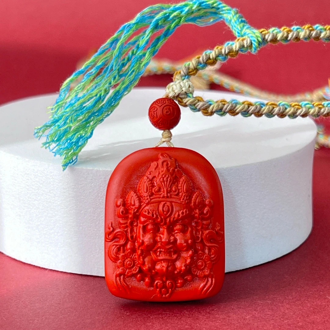 含辰砂工艺品高含量朱砂黄财神招米米正财事业晋升项链水飞砂项链