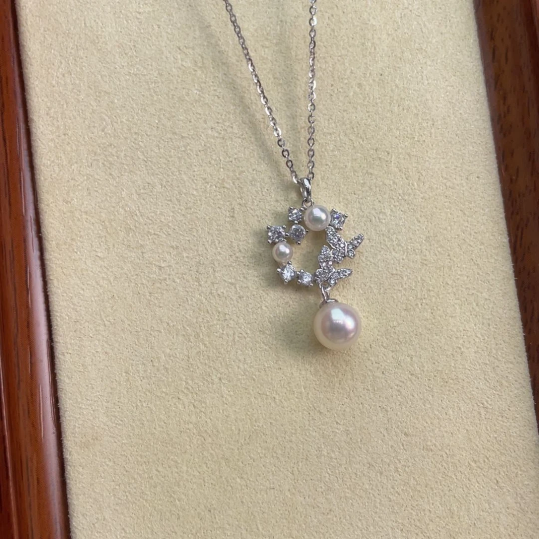 海水珍珠银S925镶嵌项链