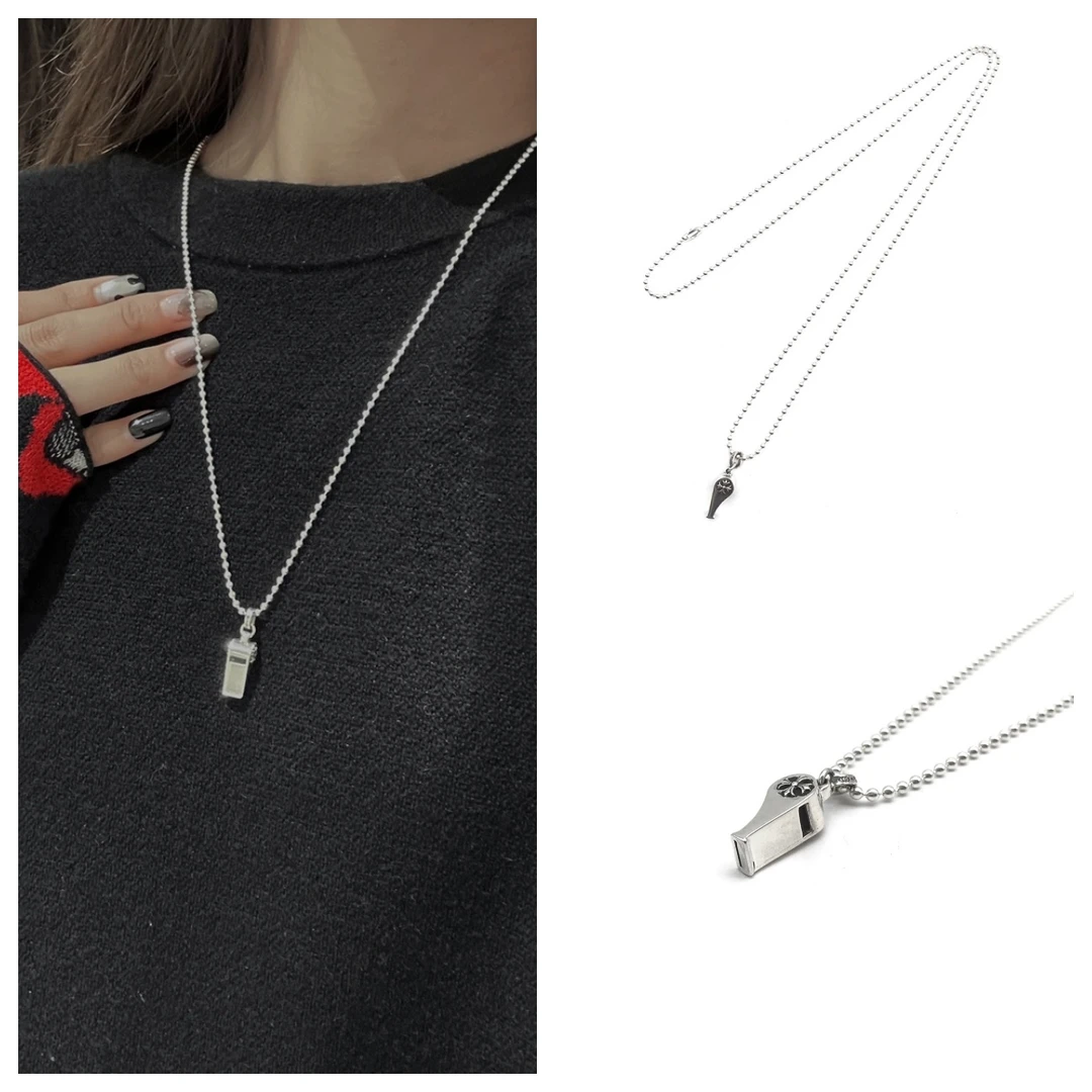 坠链均925银 Chrome Hearts 克罗心银十字口哨项链滚珠链75cm