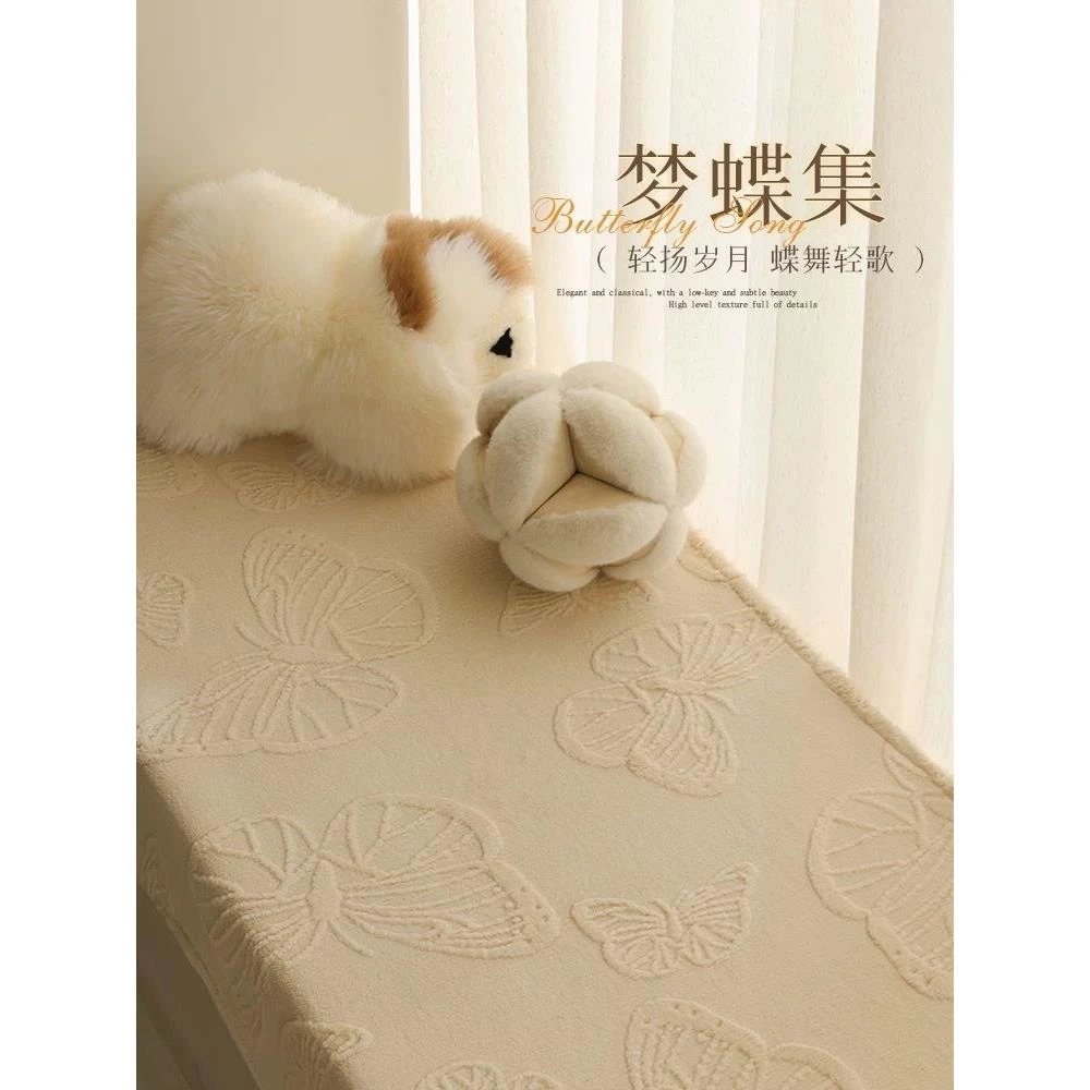 新款奶油风毛绒飘窗垫卧室客厅防滑窗台垫阳台垫榻榻米坐垫定做