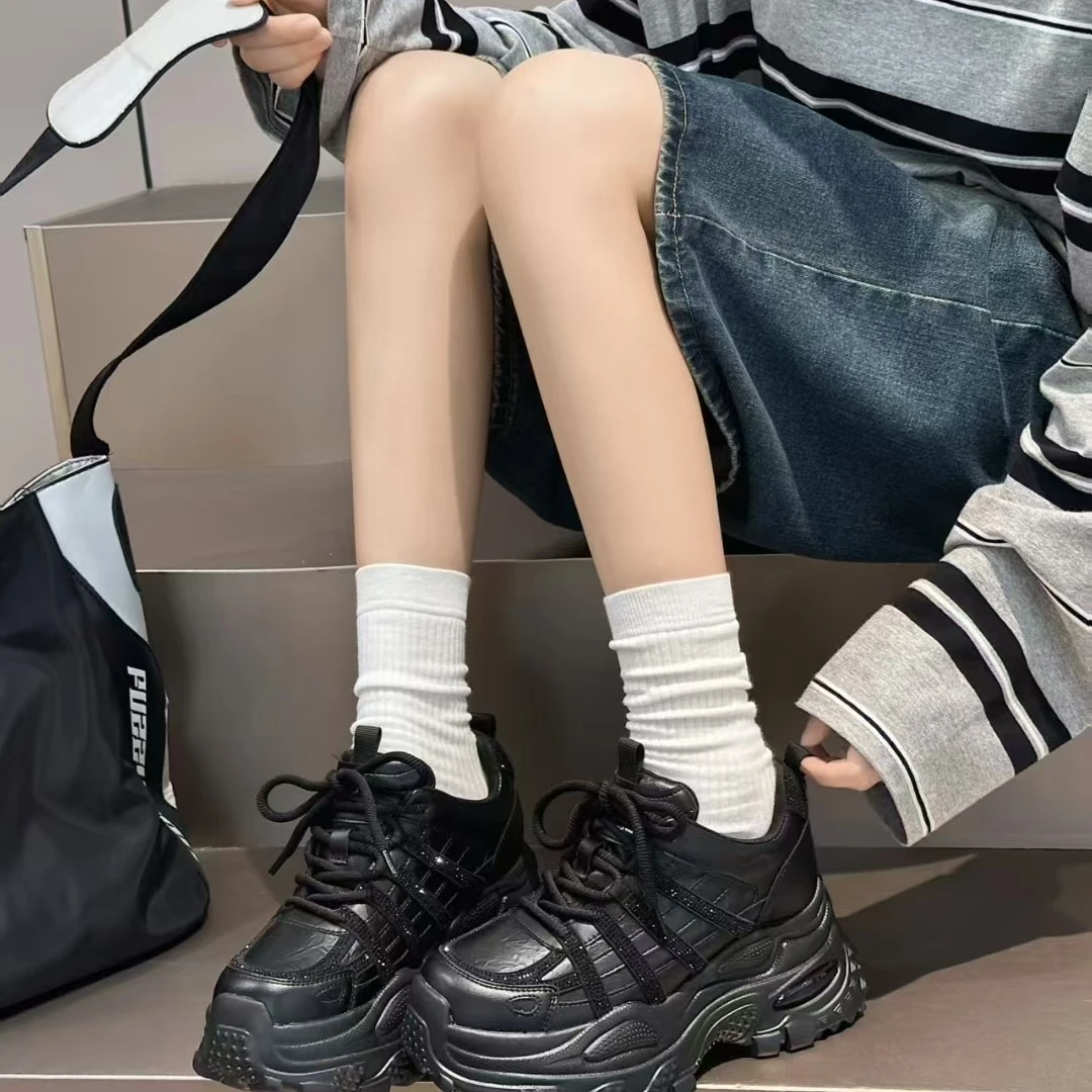 2025复古春季百搭运动鞋老爹鞋休闲鞋圆头时尚系带