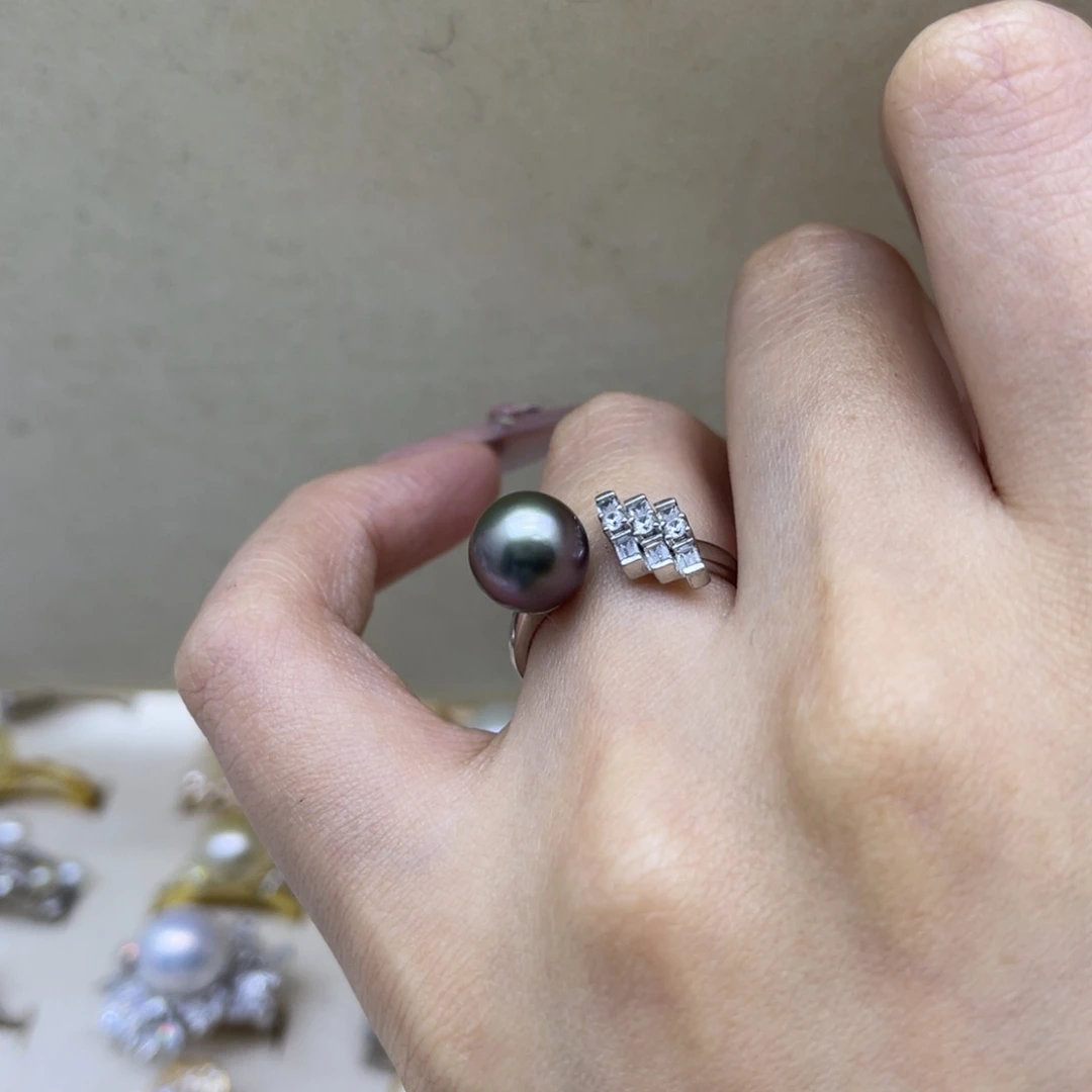 海水珍珠银S925镶嵌戒圈