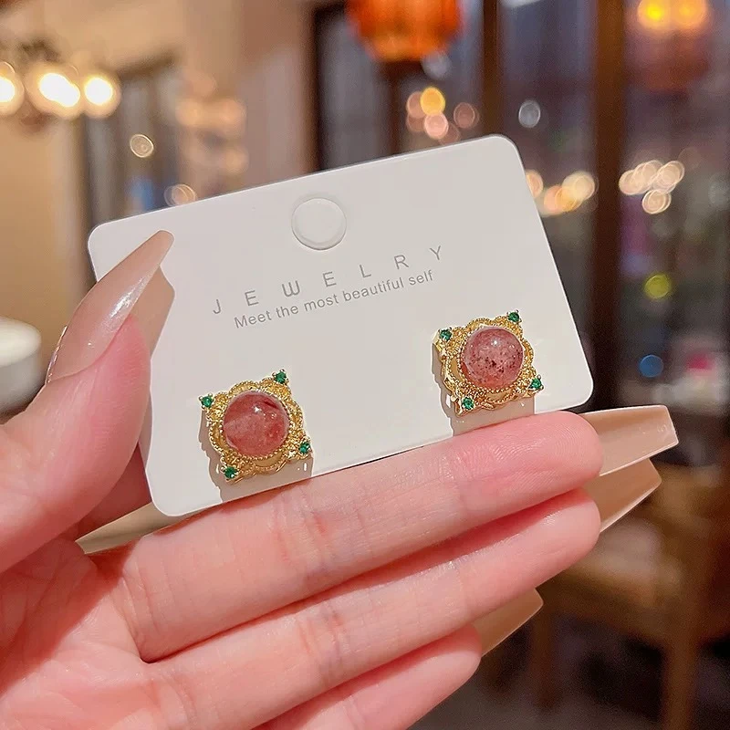 合金锆石耳饰 气质轻奢时尚百搭复古小众简约彩色5701