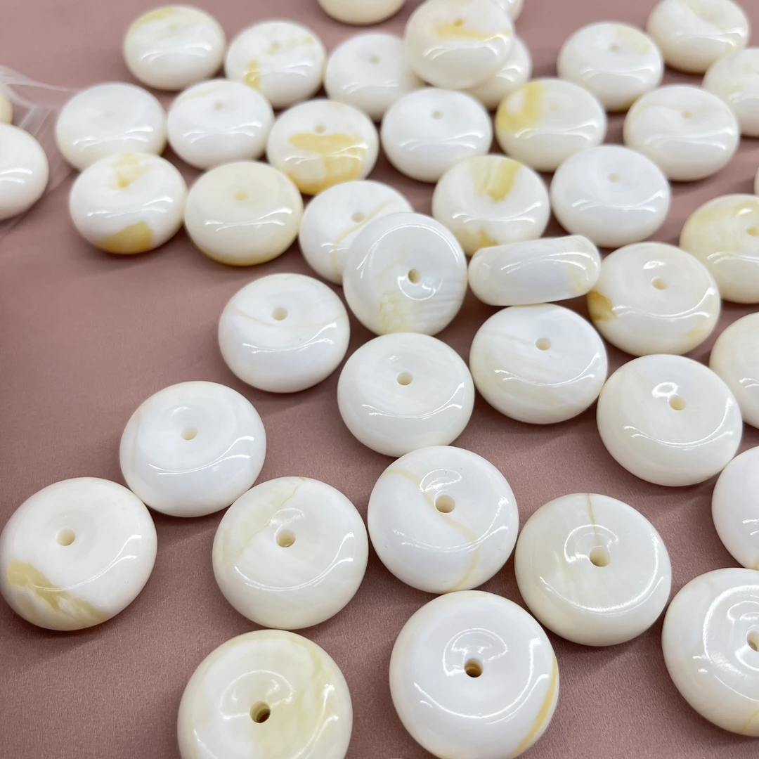 海南天然金丝贝壳面包圈挂坠天然玉化贝壳面包扣吊坠男女款平安扣