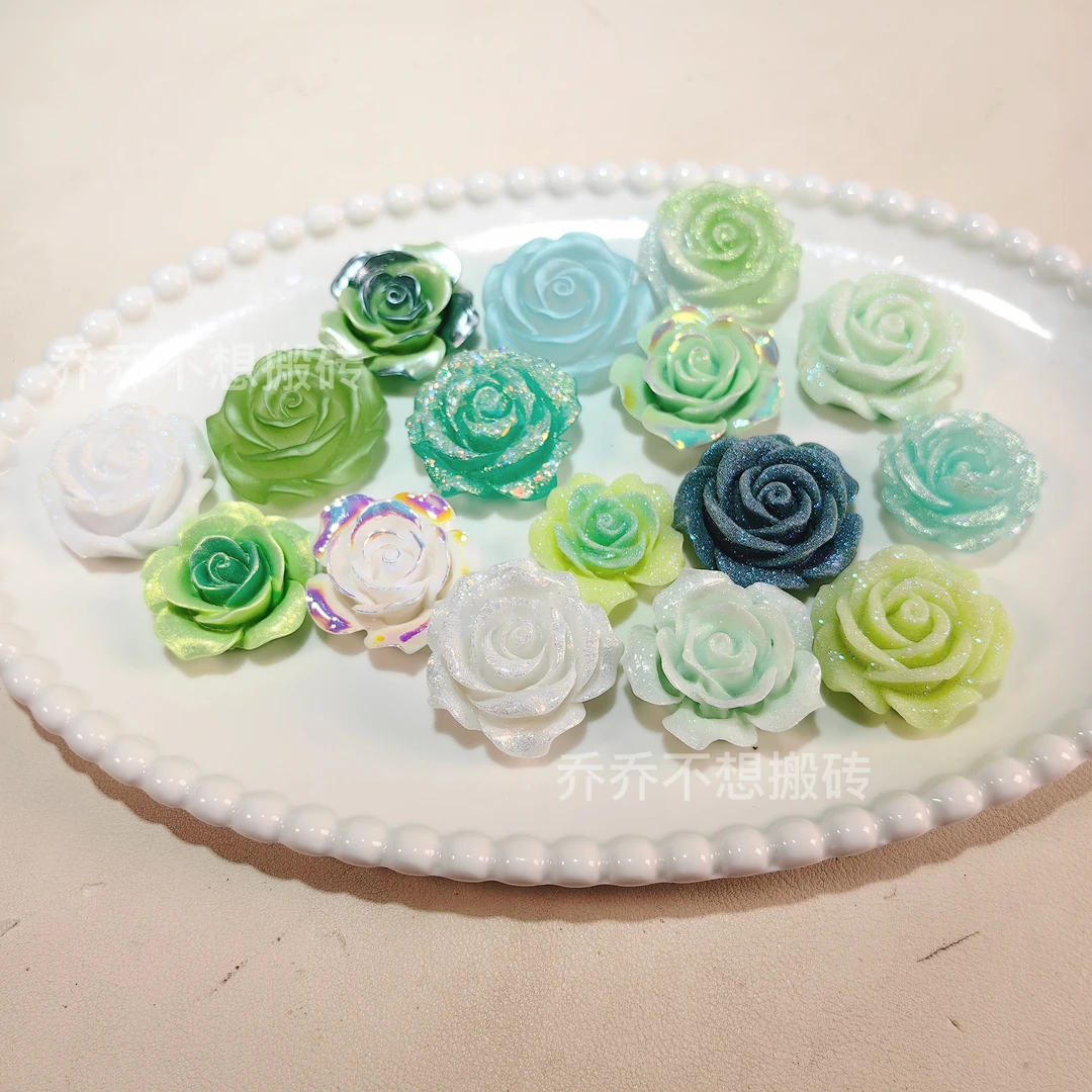 【绿色系花花4选2】diy手工树脂配件相框装饰