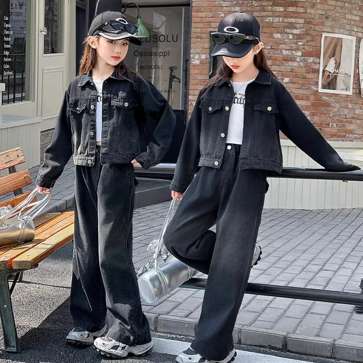 女童春秋款套装女孩春款中大儿童网红时髦洋气潮衣服春装牛仔外套