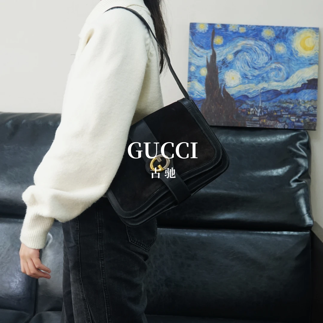 95新 GUCCI/古驰 黑色单肩包/FYHD01327032/7032