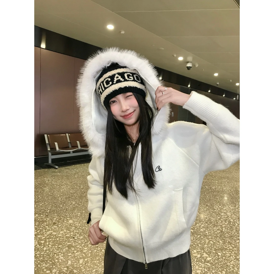 简约字母针织毛线冷帽女显脸小堆堆帽百搭包头帽