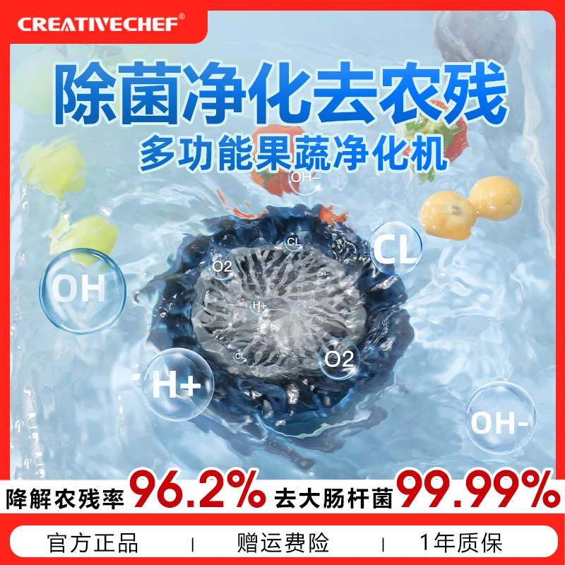 CREATIVECHEF转转果蔬清洗机净化器消毒机自动洗水果蔬菜神器除菌
