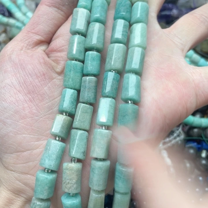 玛瑙/玉髓合金珠宝半成品一条8x12m天河石桶珠