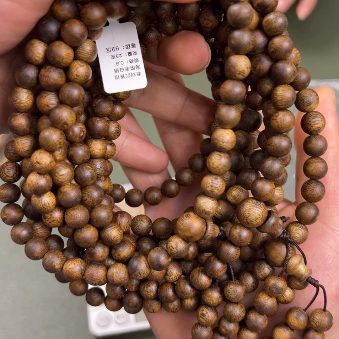 沉香手串海南老白棋圆珠多圈多样性发一08/23g➕