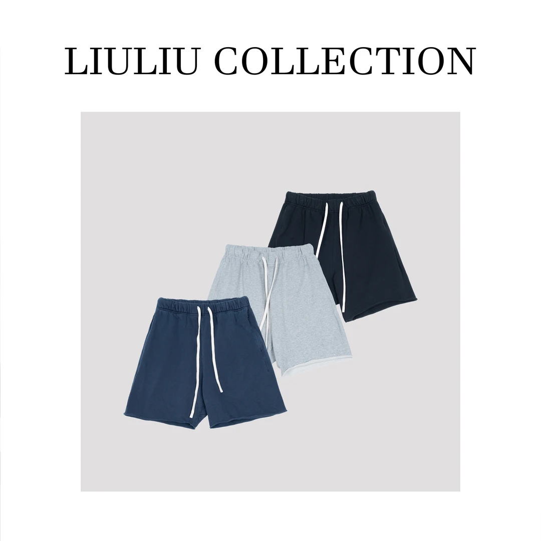 复古简约做旧卷边短裤夏季宽松休闲运动纯棉五分裤A07