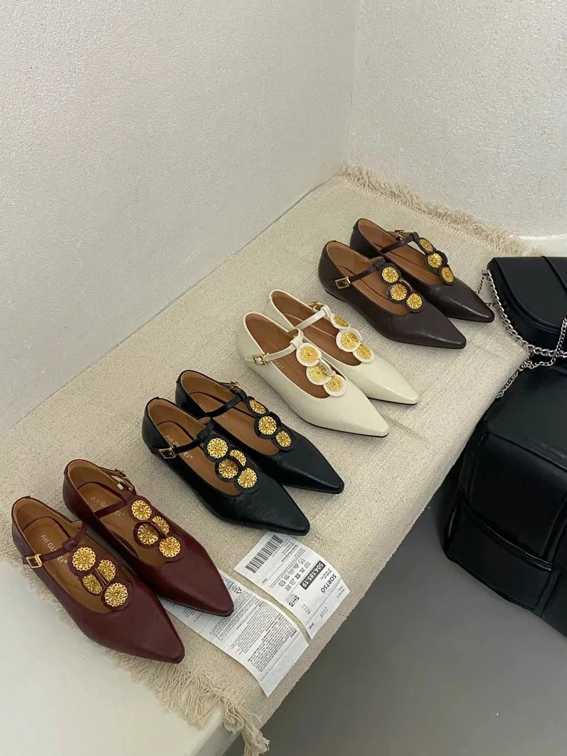 893-1春季新品气质百搭单鞋尖头低跟夏季舒适女鞋凉鞋千金复古