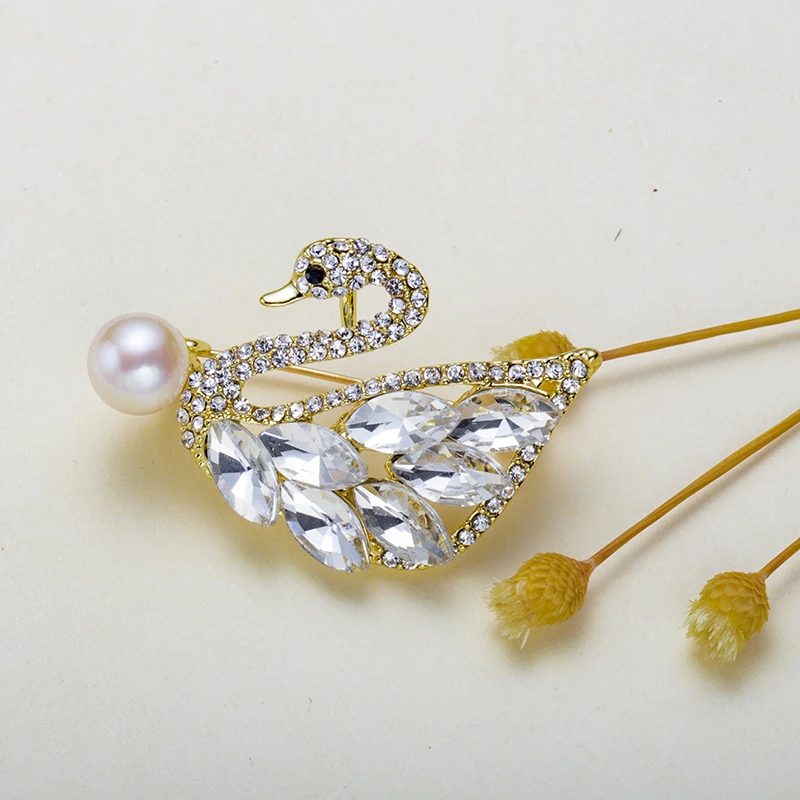 合金胸针 法国奥利维拉珍珠胸针白天鹅C8-1047