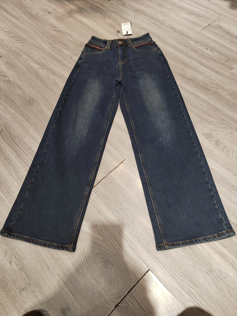 麦寻冬款厚绒牛仔阔腿裤kcnzq010