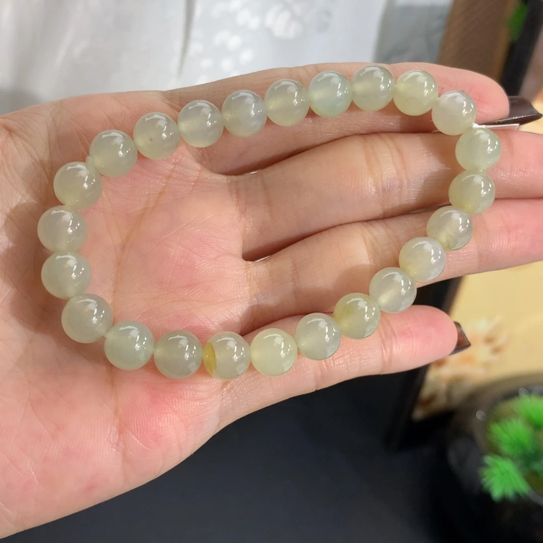 翡翠未镶嵌手串卡7.7冰胶冰糖雪梨黄手串