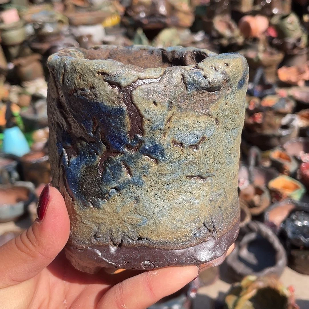 高温粗陶手工花盆不包退换