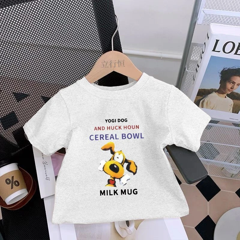儿童【小狗】短袖t恤2025夏季韩版男童半袖t中大童洋气上衣女童印花