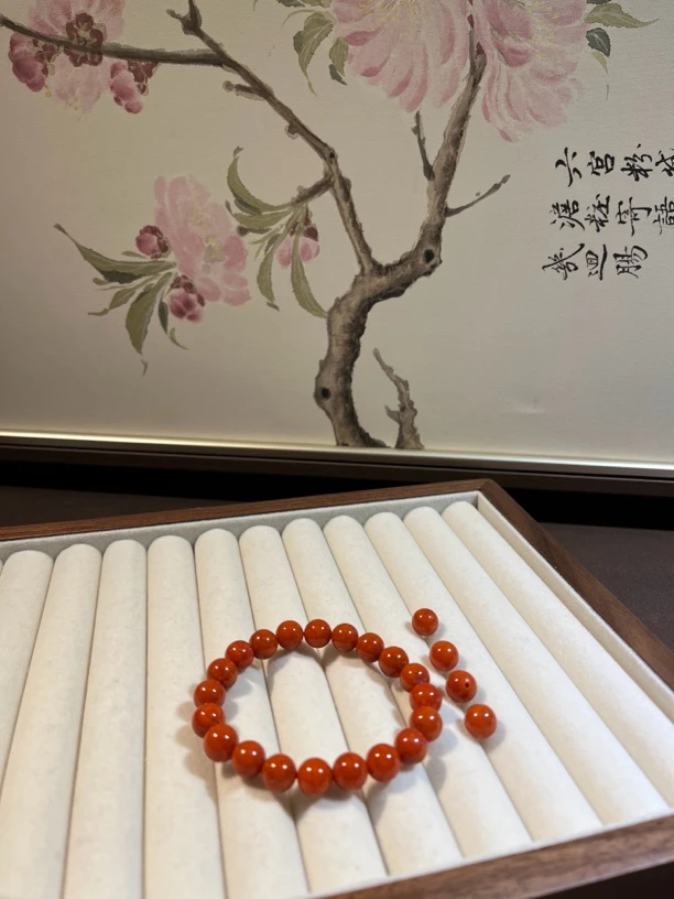 南红散珠 单颗南红玛瑙单颗珠 8.5咪左右柿子红