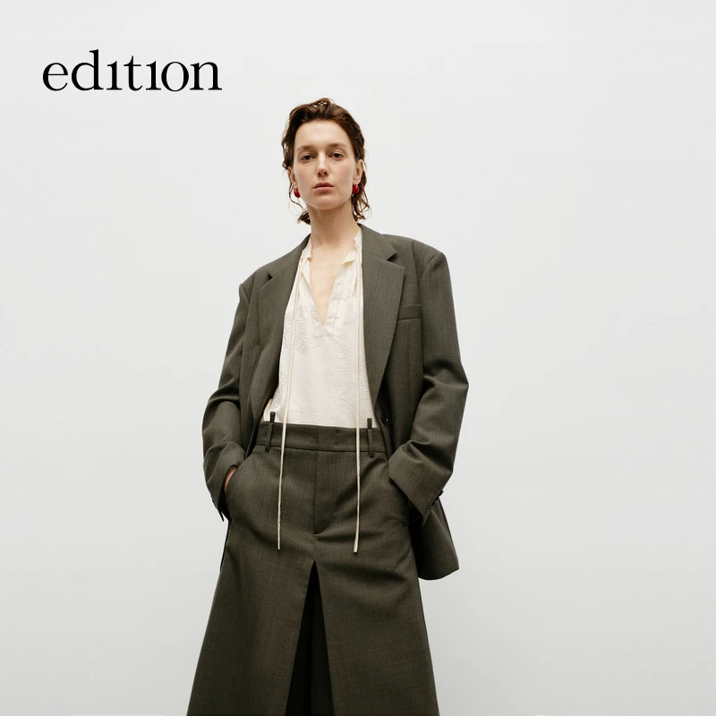 【新品首降】edition秋新款宽肩绵羊毛女绅士西装#EBD3BLA024