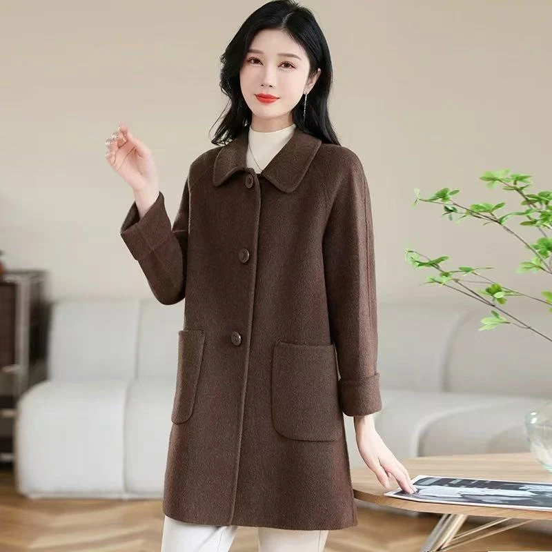 2024年新款双面呢大衣中长款秋冬气质显瘦时尚百搭