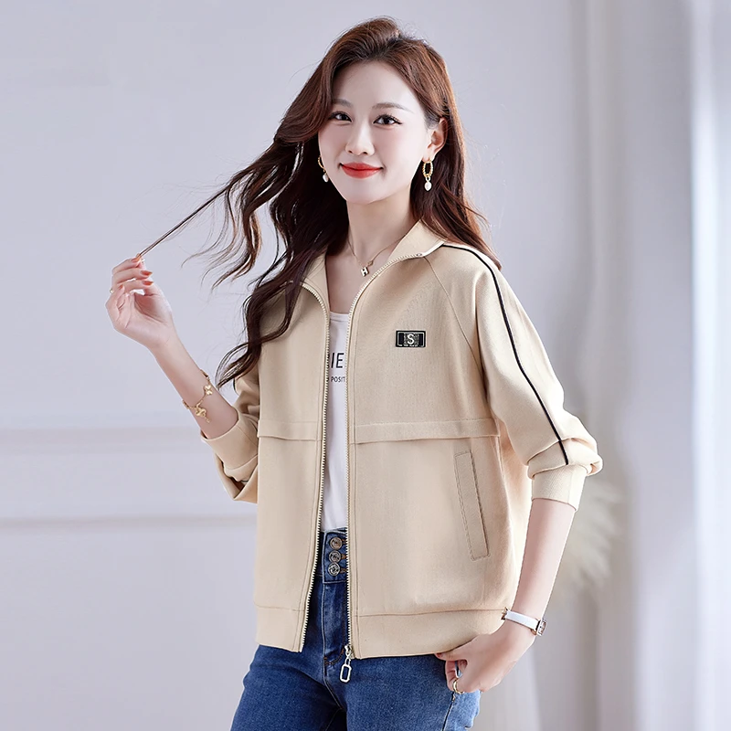 春秋立领开衫卫衣服2025新款中年女装春季时尚洋气外套