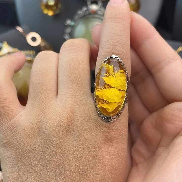 琥珀银S925镶嵌裸石