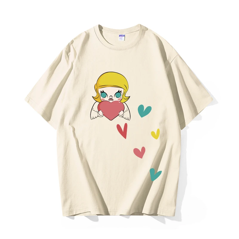 【拼色爱心茉莉】夏季纯棉印花T恤男女同高克重精梳棉无胶感短袖