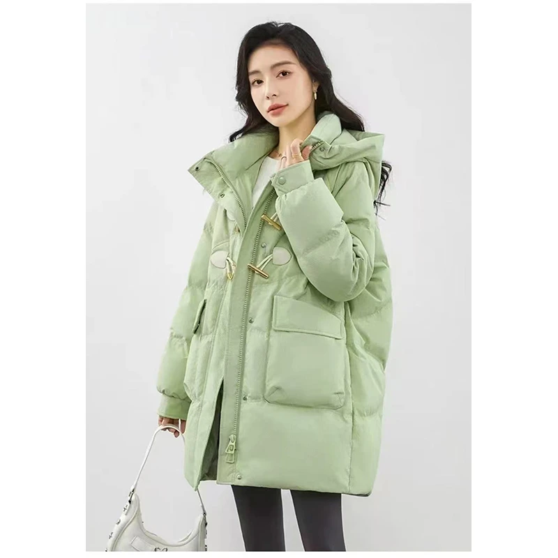 韩版显瘦中长款羽绒服新国标90白鸭绒时尚百搭款0115