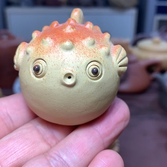 紫砂茶杯全手工制作原矿紫砂雕塑放漏价