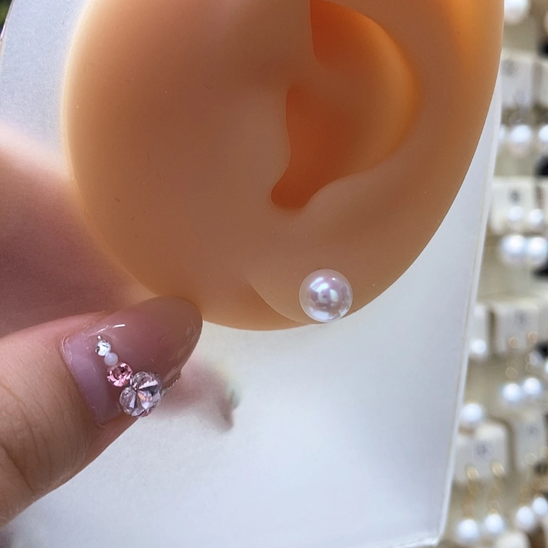 银S925镶嵌耳饰淡水珍珠